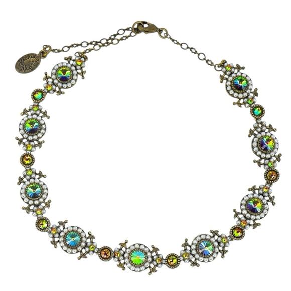 Michal Negrin Statement Choker Green Dichroic Rivoli Glass Bold Witchy Earthy - Picture 1 of 10